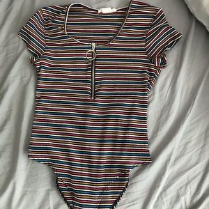 Colorful zip up Bodysuit